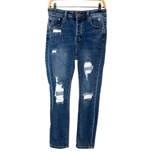 Monkey Ride Jeans Original Vintage Cropped Distressed Skinny Fit  Size 9/29 - Picture 1 of 10